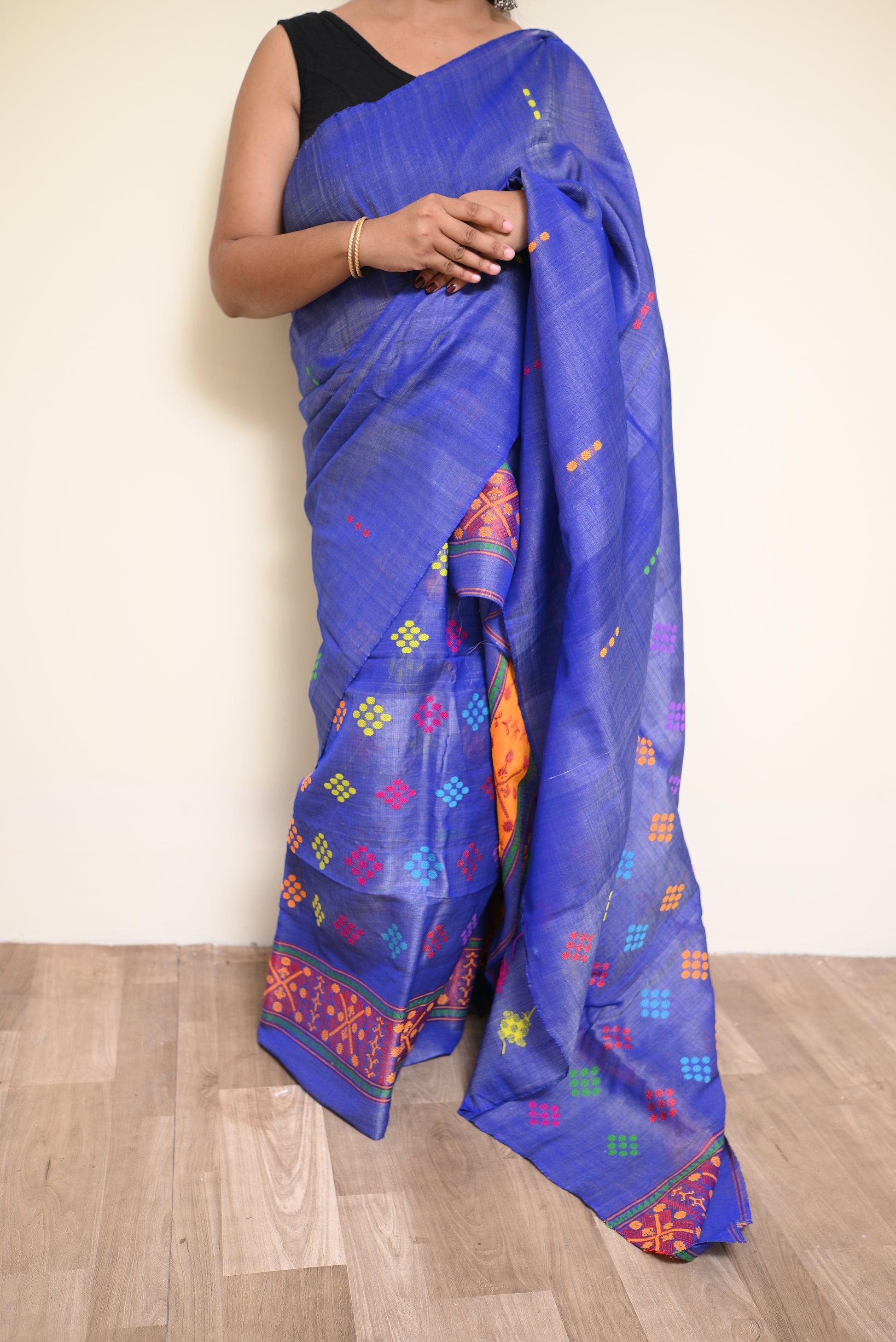 Royal Bloom β Semi Nuni Mekhela Sador with Multicolour Buta Motifs (Ready to Wear)