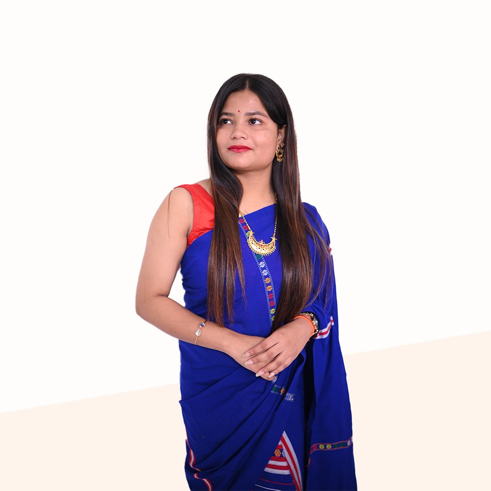 Handcrafted Royal Blue Padmini Cotton Mising Mekhela Sador with Unstitched Blouse Piece