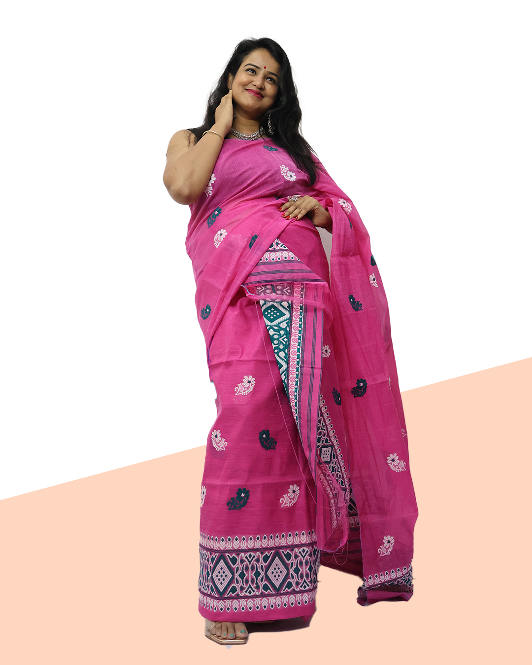 Graceful Pink Wash Cotton Mekhela Sador – Ready-to-Wear Edition with Unstitched Blouse Piece