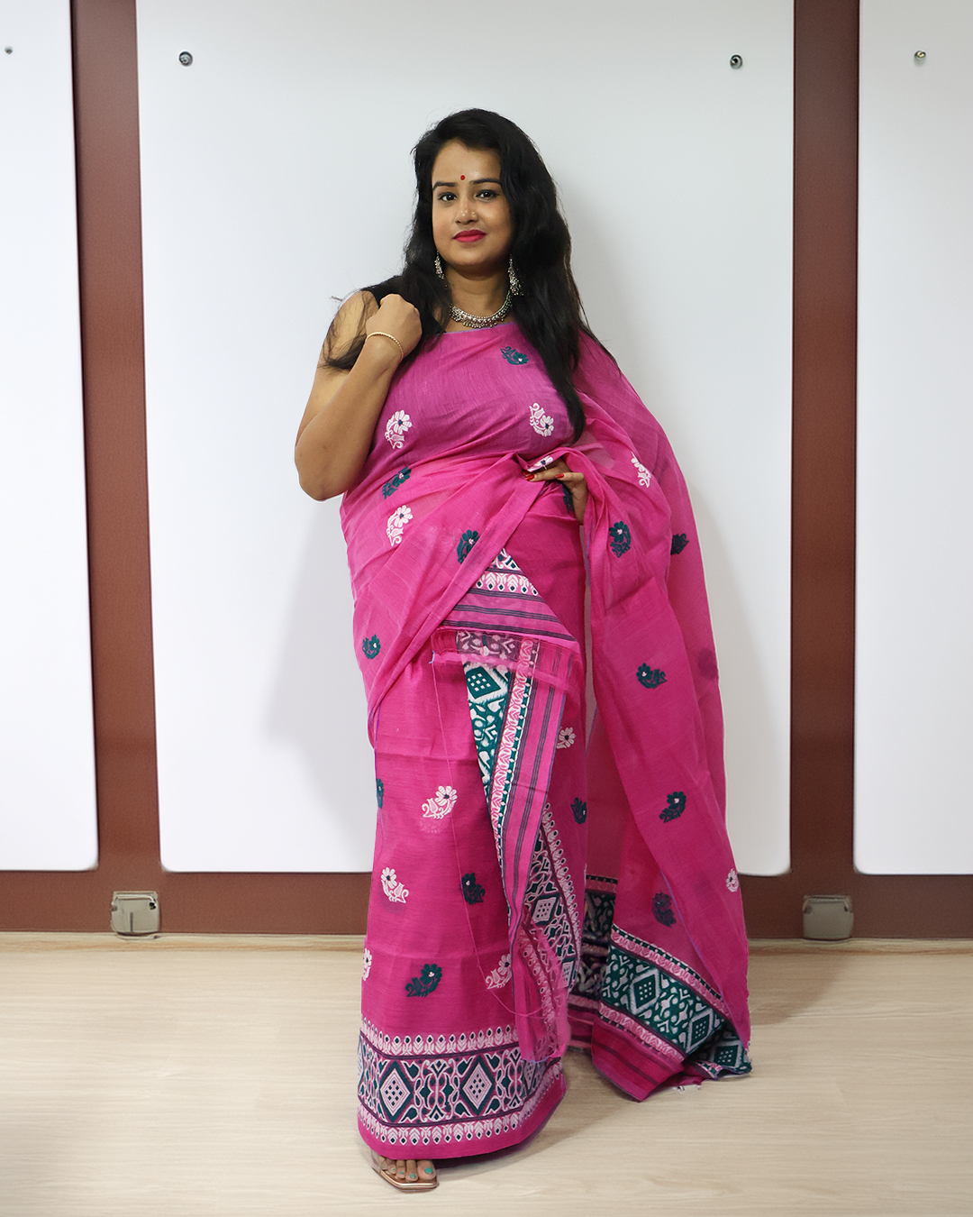 Graceful Pink Wash Cotton Mekhela Sador – Ready-to-Wear Edition with Unstitched Blouse Piece
