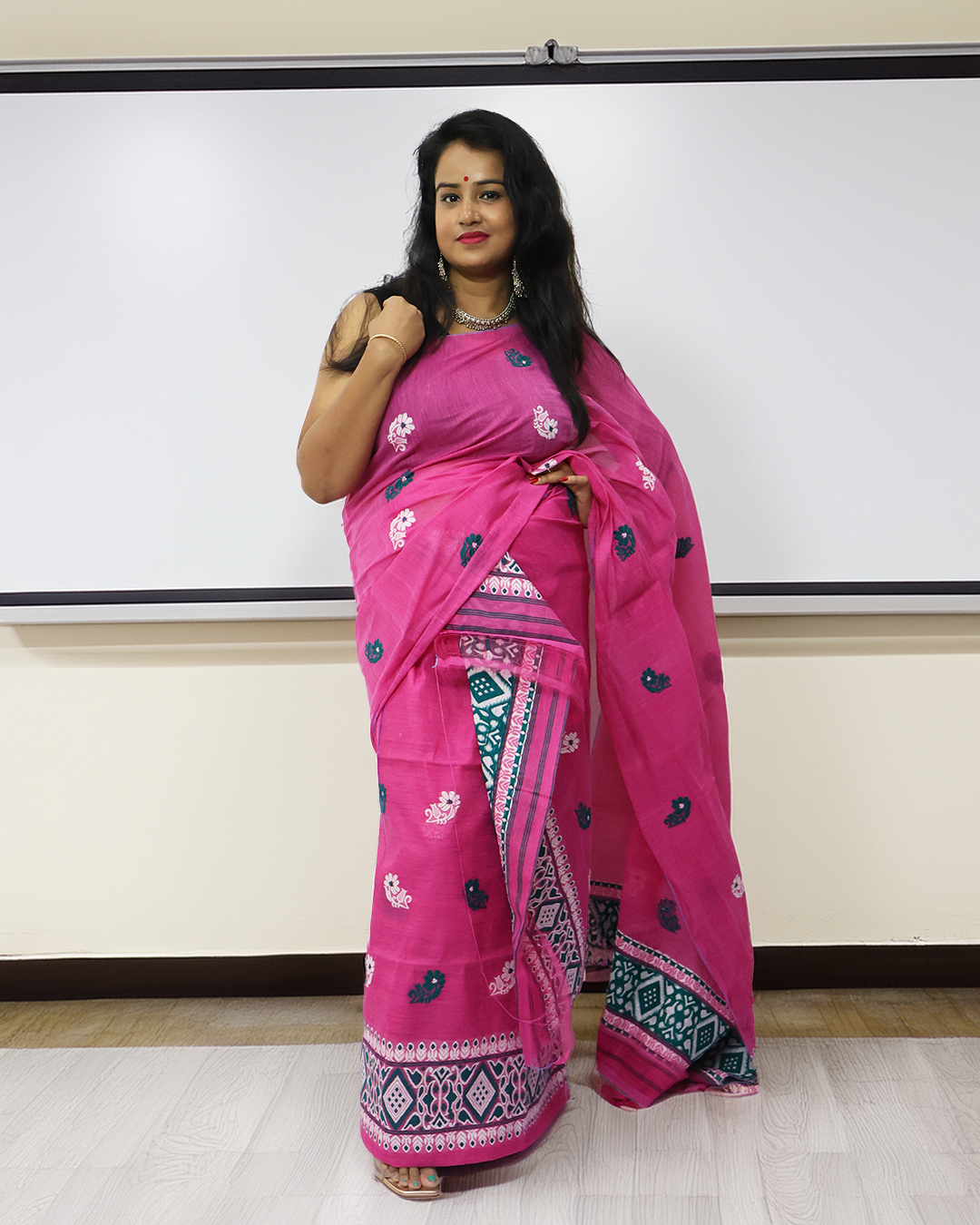 Graceful Pink Wash Cotton Mekhela Sador – Ready-to-Wear Edition with Unstitched Blouse Piece