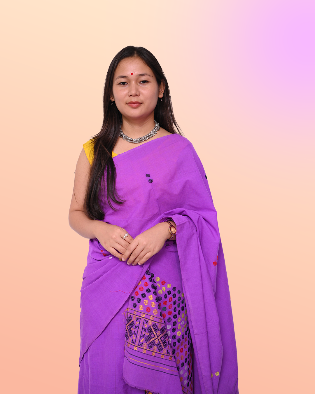 Handcrafted Orchid Purple Padmini Cotton Mekhela Sador – Ready-to-Wear Edition with Unstitched Blouse Piece