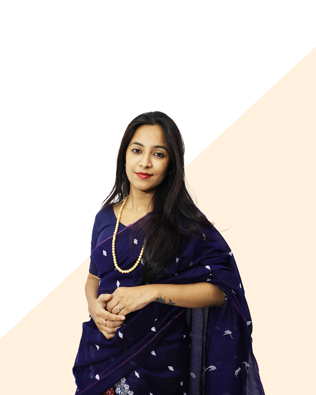 Handcrafted Navy Blue Staple Cotton Mekhela Sador – Ready-to-Wear Edition with Unstitched Blouse Piece