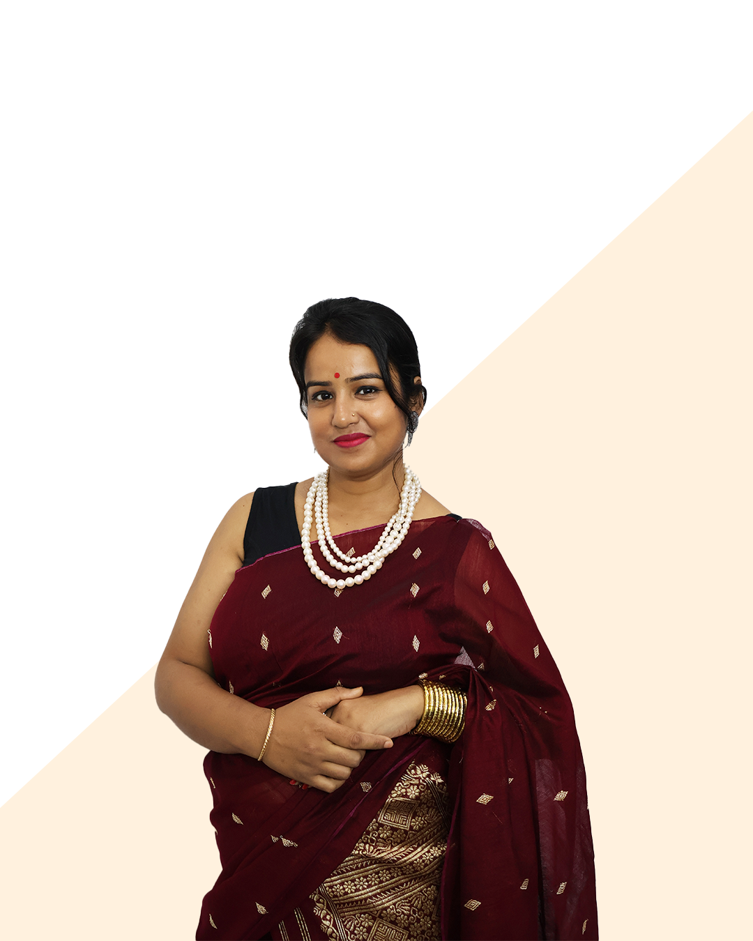 Handcrafted Maroon Staple Cotton Mekhela Sador – Ready-to-Wear Edition with Unstitched Blouse Piece