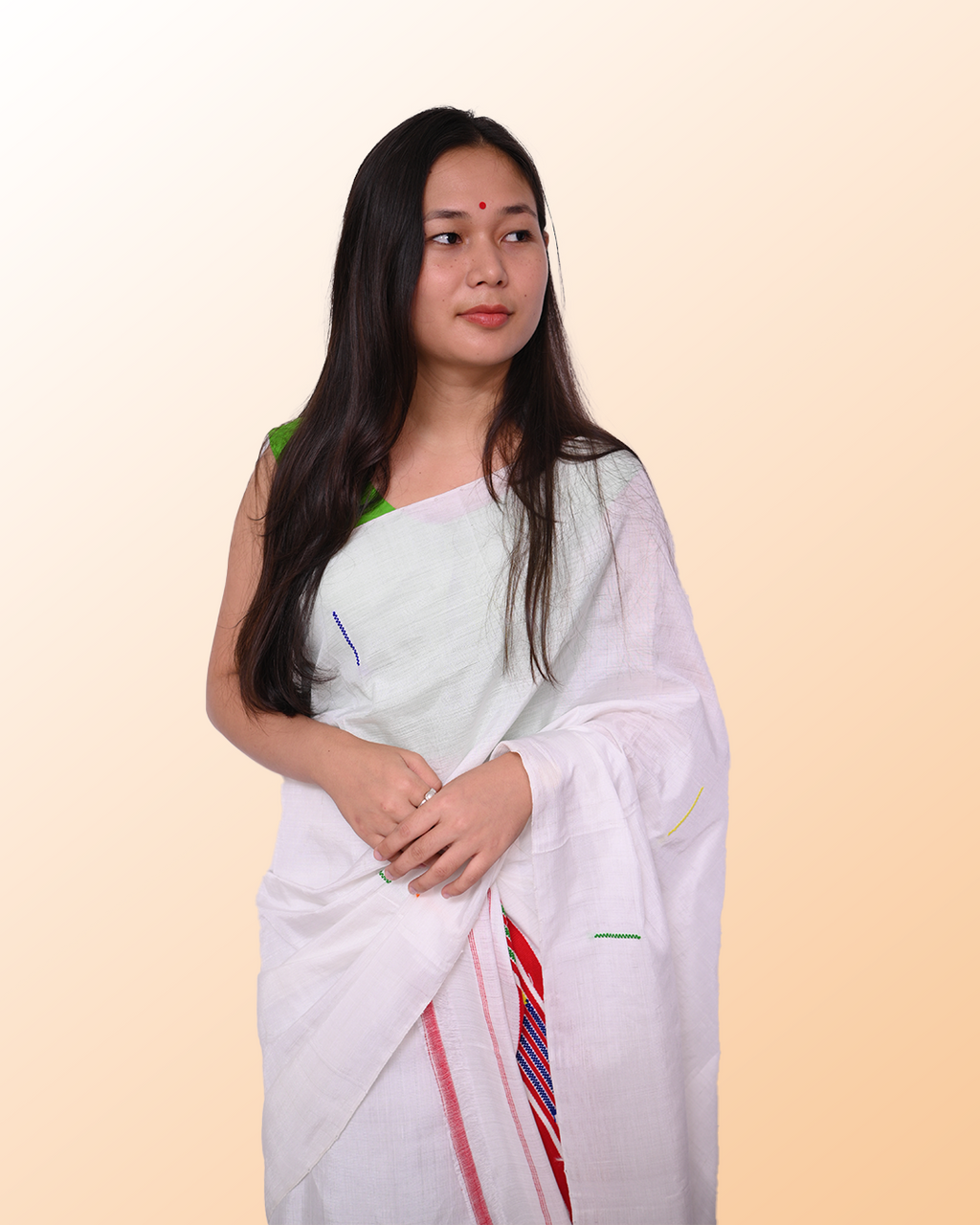 Handcrafted White Dhulai Paat Mekhela Sador