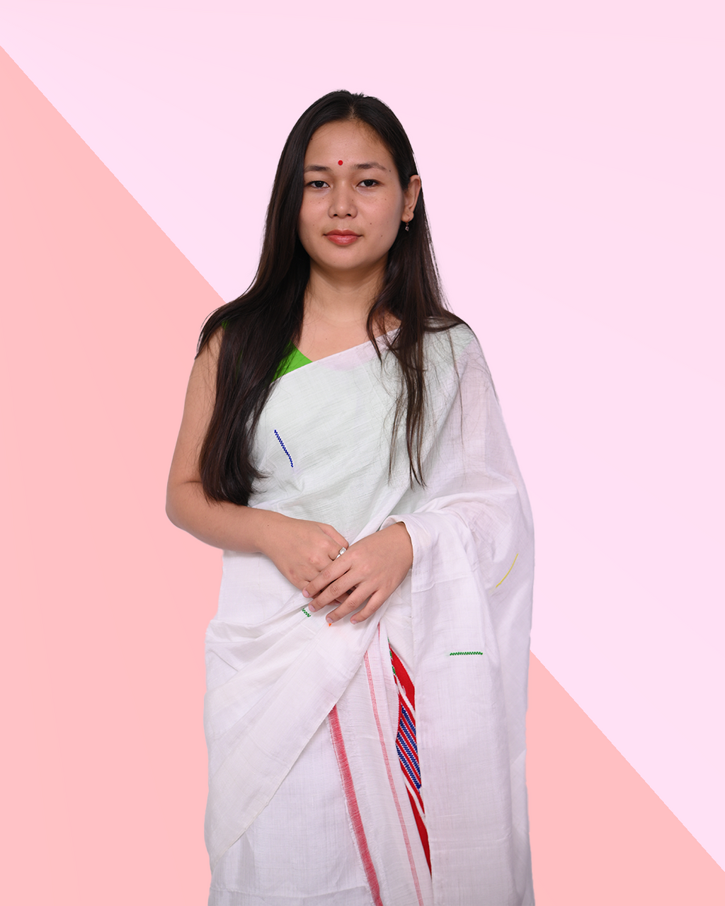 Handcrafted White Dhulai Paat Mekhela Sador